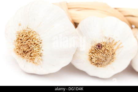 Knoblauch Zopf isoliert auf weiss Stockfoto