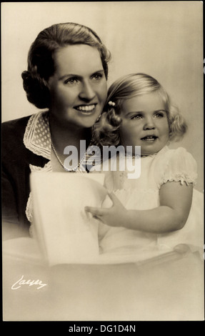 AK sterben Prinzessin Sibylla Mit der Kleinen Prinzessin Margaretha; Stockfoto