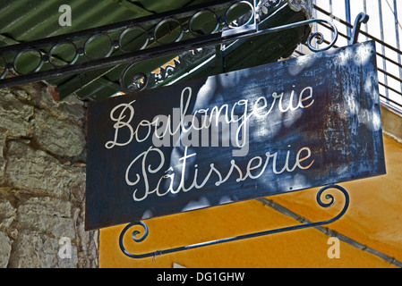 Boulangerie Pâtisserie, französische Bäckerei Zeichen - La Cadière d ' Azur, Var, Frankreich Stockfoto