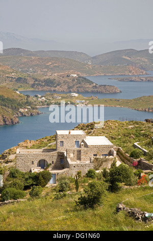 Europa, Griechenland, Dodekanes Insel Patmos, Panoramablick von chora Stockfoto