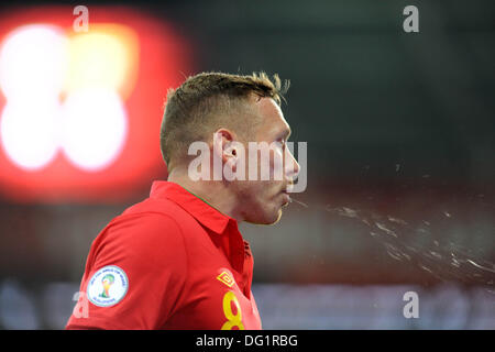 Cardiff, Wales, UK. 11. Oktober 2013. FIFA 2014 World Cup Qualifying Match - Wales V Mazedonien im Cardiff City Stadium: Craig Bellamy von Wales. Bildnachweis: Phil Rees/Alamy Live-Nachrichten Stockfoto