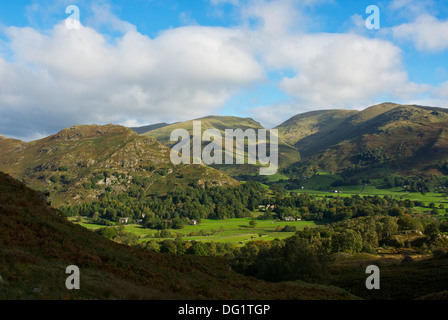 Helm, Crag, Sitz Sandale und große Rigg, in der Nähe von Grasmere, Nationalpark Lake District, Cumbria, England UK Stockfoto