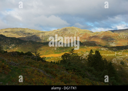 Easedale und Gibson Knott, in der Nähe von Grasmere, Nationalpark Lake District, Cumbria, England UK Stockfoto