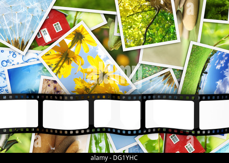 Stapel von Fotos mit leeren film Stockfoto