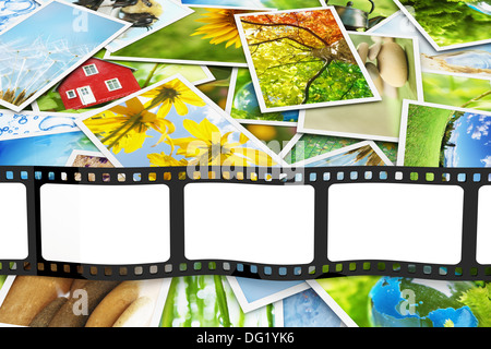 Stapel von Fotos mit leeren film Stockfoto