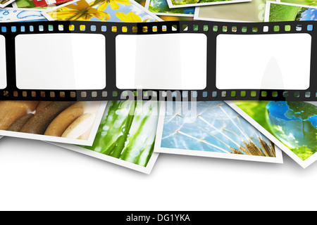 Stapel von Fotos mit leeren film Stockfoto