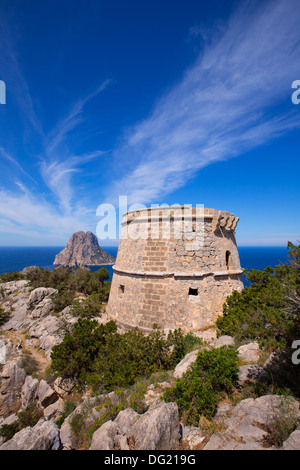 Ibiza Es Vedra Aussicht vom Torre des Savinar Turm San Jose in Balearen Stockfoto