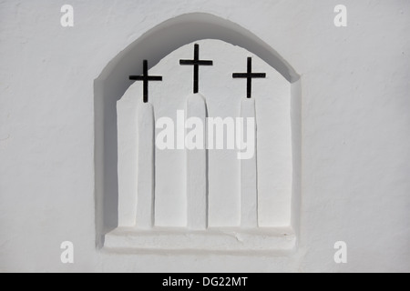 Ibiza Sant Carles de Peralta weiße Kirche in Balearen-Spanien Stockfoto