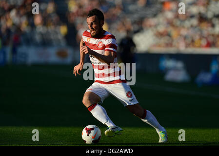 Gosford, Australien. 12. Oktober 2013. Wanderers weiterleiten Mark Bridge in Aktion während der Hyundai A-League-Spiel zwischen Central Coast Mariners und Western Sydney FC von der Blauzungenkrankheit Stadion. Das Ergebnis war ein 1: 1-Unentschieden. Bildnachweis: Aktion Plus Sport/Alamy Live-Nachrichten Stockfoto