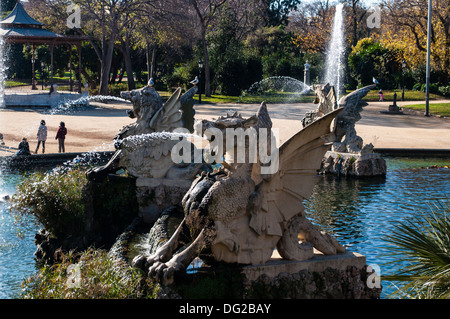 Cascada del Parque De La Ciudadela Diseñado Por Josep Fontseré y Antoni Gaudí, Barcelona-Catalunya Stockfoto