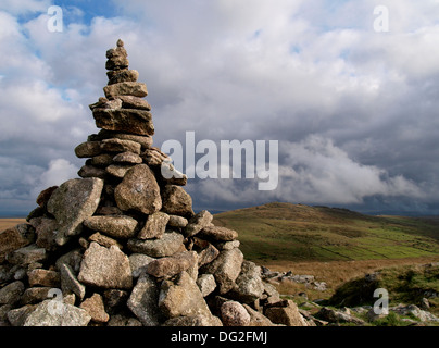 Cairn auf der Oberseite Roughtor, Bodmin Moor, Davidstow, Cornwall, UK Stockfoto