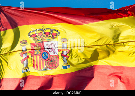 Nahaufnahme der spanischen Flagge. Stockfoto