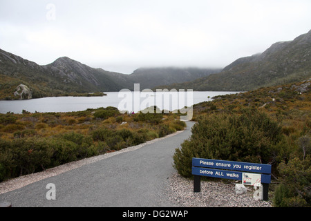 Dove Lake am Cradle Mountain in Tasmanien Stockfoto