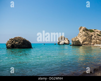 Aphrodite Felsen Petra Tou Romiou. Der Geburtsort der Göttin Aphrodite auf der Insel Zypern. Stockfoto