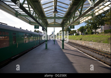 Die Bahnsteige im Bahnhof Swanage, Dorset, Großbritannien Stockfoto