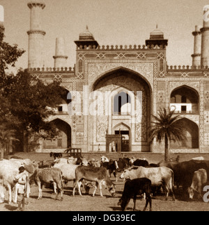 Indien - Sikandra Agra Grabmal des Akbar den großen frühen 1900er Jahren Stockfoto