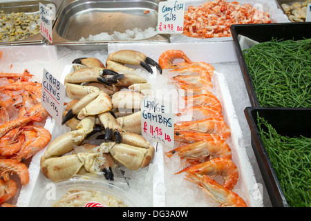 Beresford Markt frischen Fisch & Meeresfrüchte & Schale Fischhändler St Helier Jersey Stockfoto