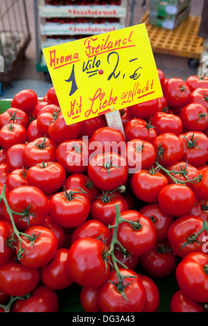 Tomaten-Stand auf dem Marktplatz, Hannover, Niedersachsen, Deutschland, Europa, Stockfoto