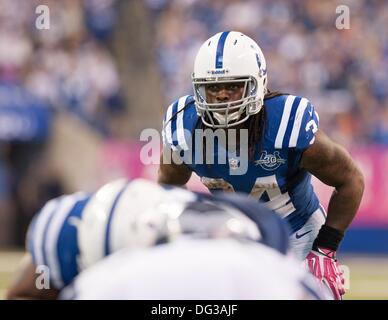 Indianapolis, OH, USA. 6. Oktober 2013. 6. Oktober 2013: Indianapolis Colts Runningback Trent Richardson (34) während die NFL-Spiel zwischen den Seattle Seahawks und die Indianapolis Colts im Lucas Oil Stadium in Indianapolis, IN. Die Indianapolis Colts gegen die Seattle Seahawks 34-28. © Csm/Alamy Live-Nachrichten Stockfoto