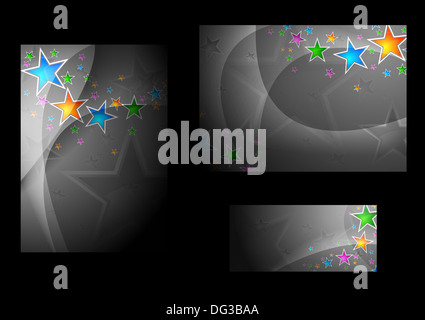 Design-Kollektion. Bunte Sterne auf Horizontal/vertikal Hintergrund und banner Stockfoto