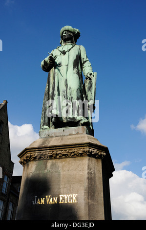 Die Statue von Jan Van Eyck in Brügge, Belgien Stockfoto