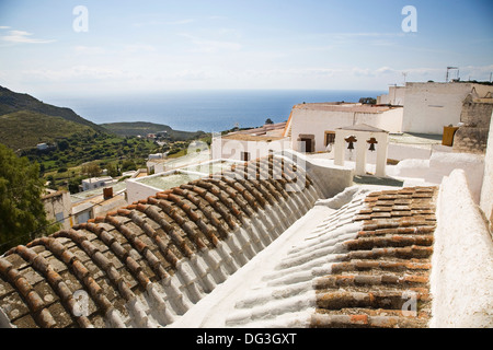 Europa, Griechenland, Dodekanes Insel Patmos, Panoramablick von chora Stockfoto