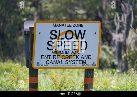 Manatee langsame Geschwindigkeitszone am Fluss St.Johns in Florida USA Stockfoto