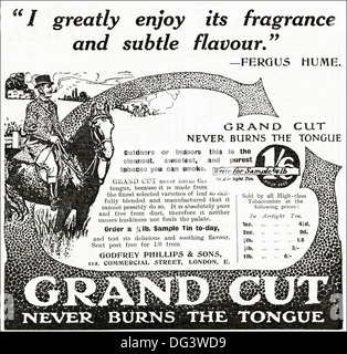 Original 1900er Jahren Werbung Werbung GRAND schneiden Pfeifentabak. Magazin Anzeige ca. 1908 Stockfoto