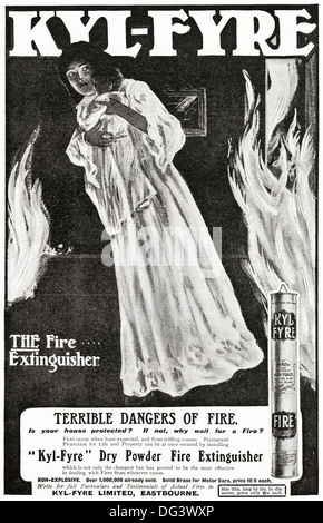 Original 1900er Jahren Werbung Werbung KYL-FYRE Feuerlöscher. Magazin Anzeige ca. 1908 Stockfoto