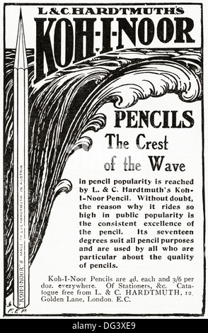 Original 1900er Jahren Werbung Werbung KOH-ich-noch-Bleistifte. Magazin Anzeige ca. 1908 Stockfoto