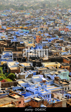 Das blaue Gebäude von Bundi, Rajasthan, Indien, Asien Stockfoto