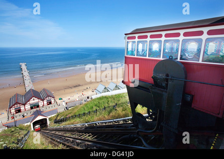 Saltburn Klippe Straßenbahn zeigt Wasser Ausgleich Mechamism, Saltburn am Meer, Redcar und Cleveland, Yorkshire, England, UK Stockfoto