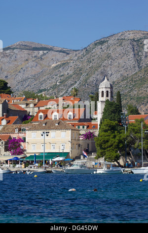 Blick auf die Altstadt, Stadt, Cavtat, Dubrovnik Riviera, Dalmatien, Dalmatien, Kroatien, Europa Stockfoto