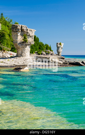 Ein Blumentopf Felsformation am Topf Blumeninsel, Tobermory Ontario Stockfoto