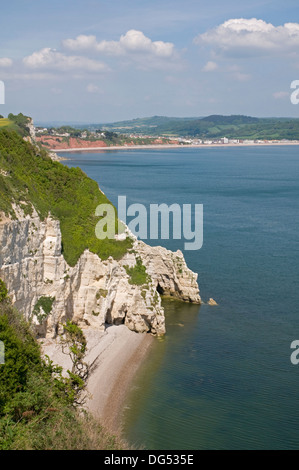 Auf dem South West Coast Path in der Nähe von Bier Blick nach Osten in Richtung Seaton Stockfoto