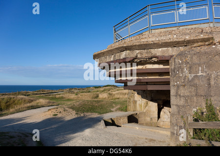 Bunker in der Pointe du Hoc, Cricqueville-En-Bessin, Normandie, Frankreich Stockfoto