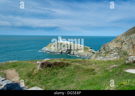 Aussicht auf South Stack Lighthouse von Holyhead Insel Anglesey Stockfoto