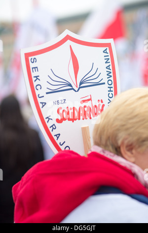 Warschau, Polen, SEPTEMBER 11: Unidentified Gewerkschafter während einer Demonstration am ersten Tag der polnischen nationalen Tage p Stockfoto