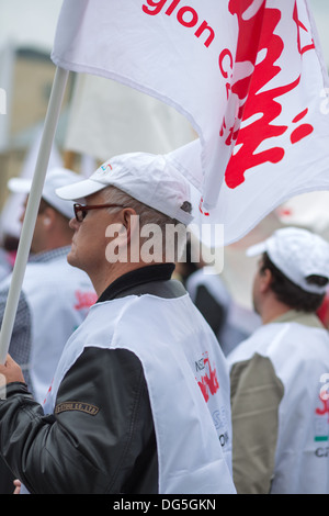 Warschau, Polen, SEPTEMBER 11: Unidentified Gewerkschafter während einer Demonstration der erste Tag der polnischen nationalen Tage Stockfoto