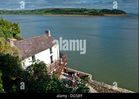 Ansicht von Dylan Thomas Bootshaus in der Stadt Laugharne, der Geburtsort von dem Dichter Dylan Thomas, Wales UK Stockfoto