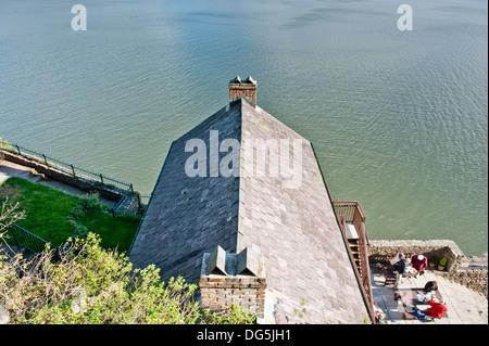 Ansicht von Dylan Thomas Bootshaus in der Stadt Laugharne, der Geburtsort von dem Dichter Dylan Thomas, Wales UK Stockfoto