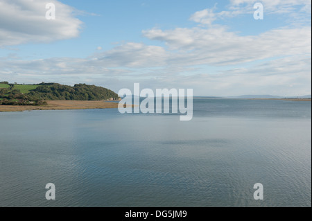 Blick vom Bootshaus in der Stadt Laugharne, der Geburtsort von dem Dichter Dylan Thomas, Wales UK Stockfoto