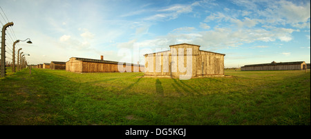 Holz Häuser im Konzentrationslager Auschwitz-Birkenau Stockfoto