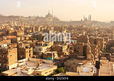 Blick auf die Altstadt Cairo Form Moschee Minarett, Ägypten Stockfoto