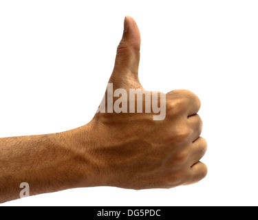 Nahaufnahme von Menschenhand gestikulieren Thumb Up Zeichen Stockfoto