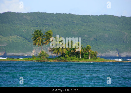 Kleine Insel in der Nähe von Las Galeras Strand, Halbinsel Samana, Dominikanische Republik Stockfoto
