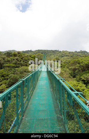 Panoramablick von Santa Elena Nebelwald aus einer Hängebrücke in Costa Rica Stockfoto