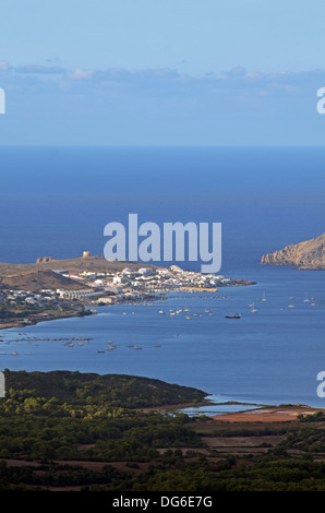 Ansicht von Fornells von Monte Toro (Monte Toro), Menorca Stockfoto