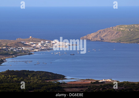 Ansicht von Fornells von Monte Toro (Monte Toro), Menorca Stockfoto