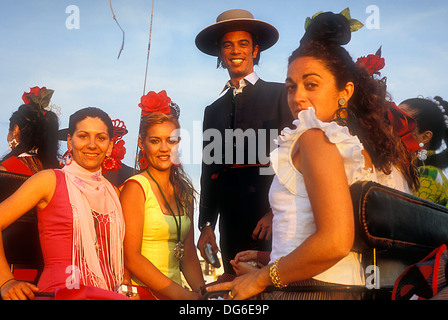 El Rocío Romería Wallfahrt, "Romeros´Pilgrims in El Rocio, Almonte, Huelva Provinz, Andalusien, Spanien Stockfoto